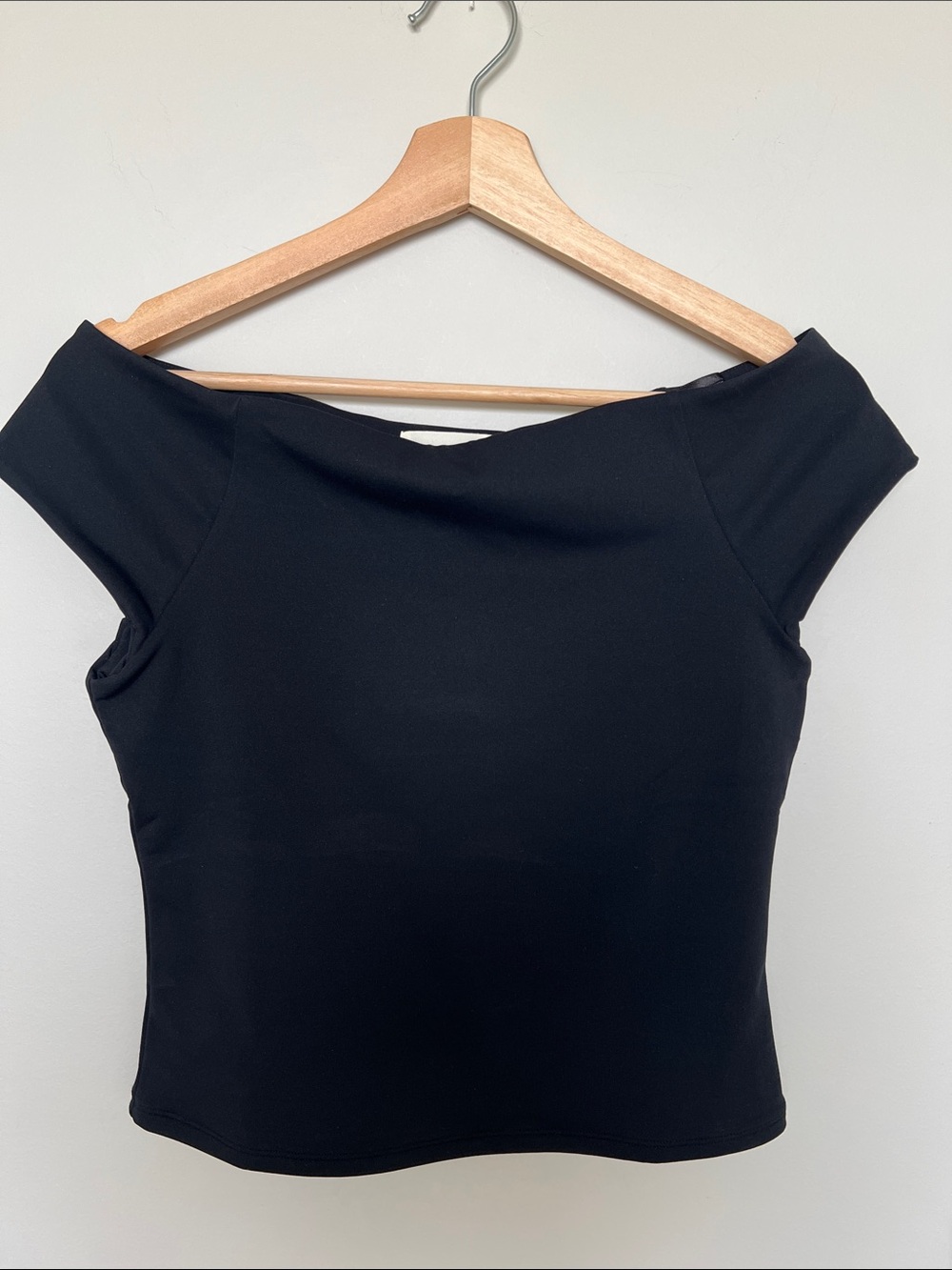 Open Edit Off-Shoulder Black Women's Top